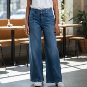 Isaac Mizrahi Medium Blue Wide-leg Jeans